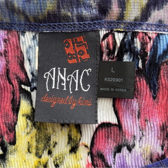 Anac by Kimi Floral Mesh Tunic Large Purple Draped Front - Picture 5 of 7